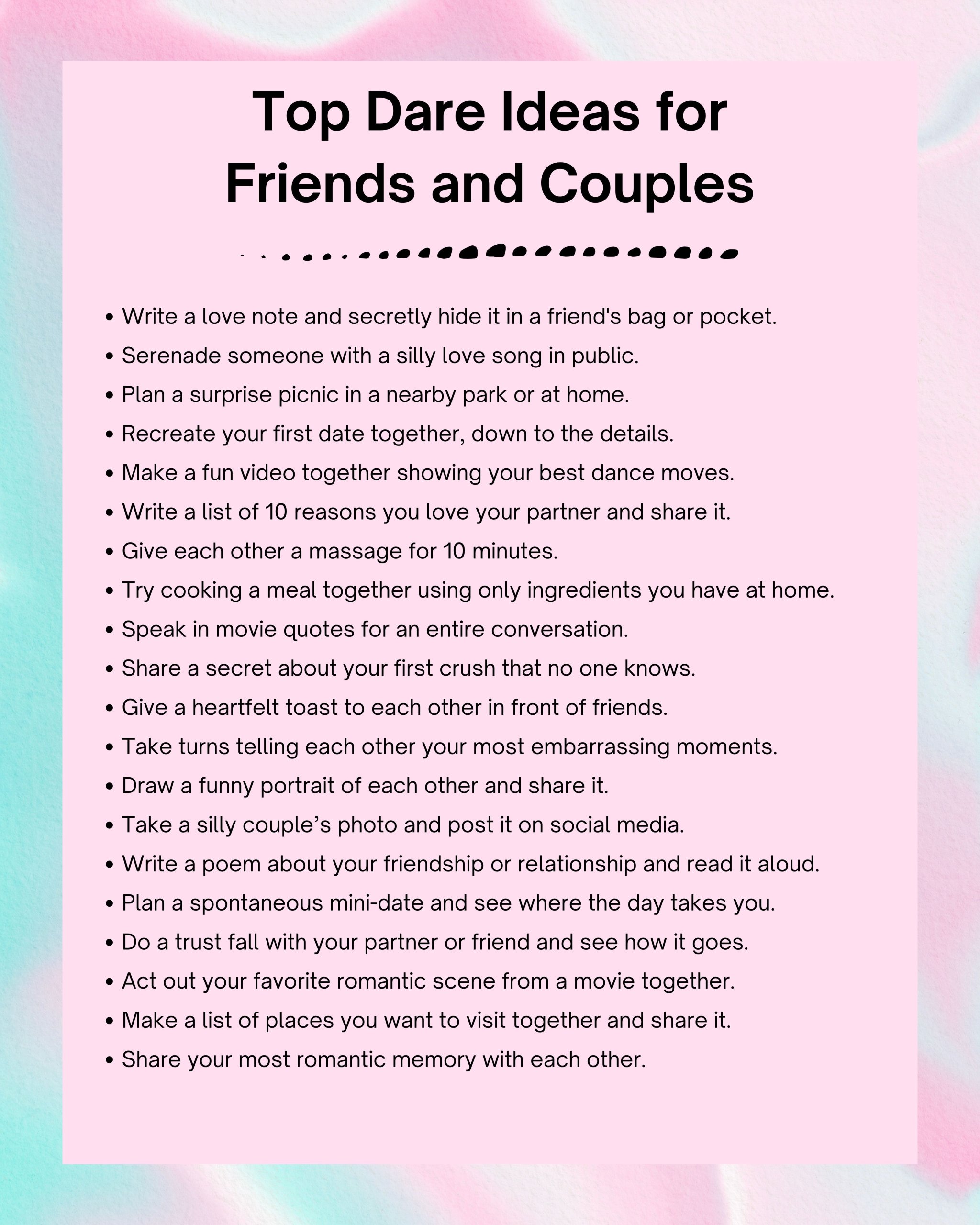 Top Dare Ideas for Friends and Couples