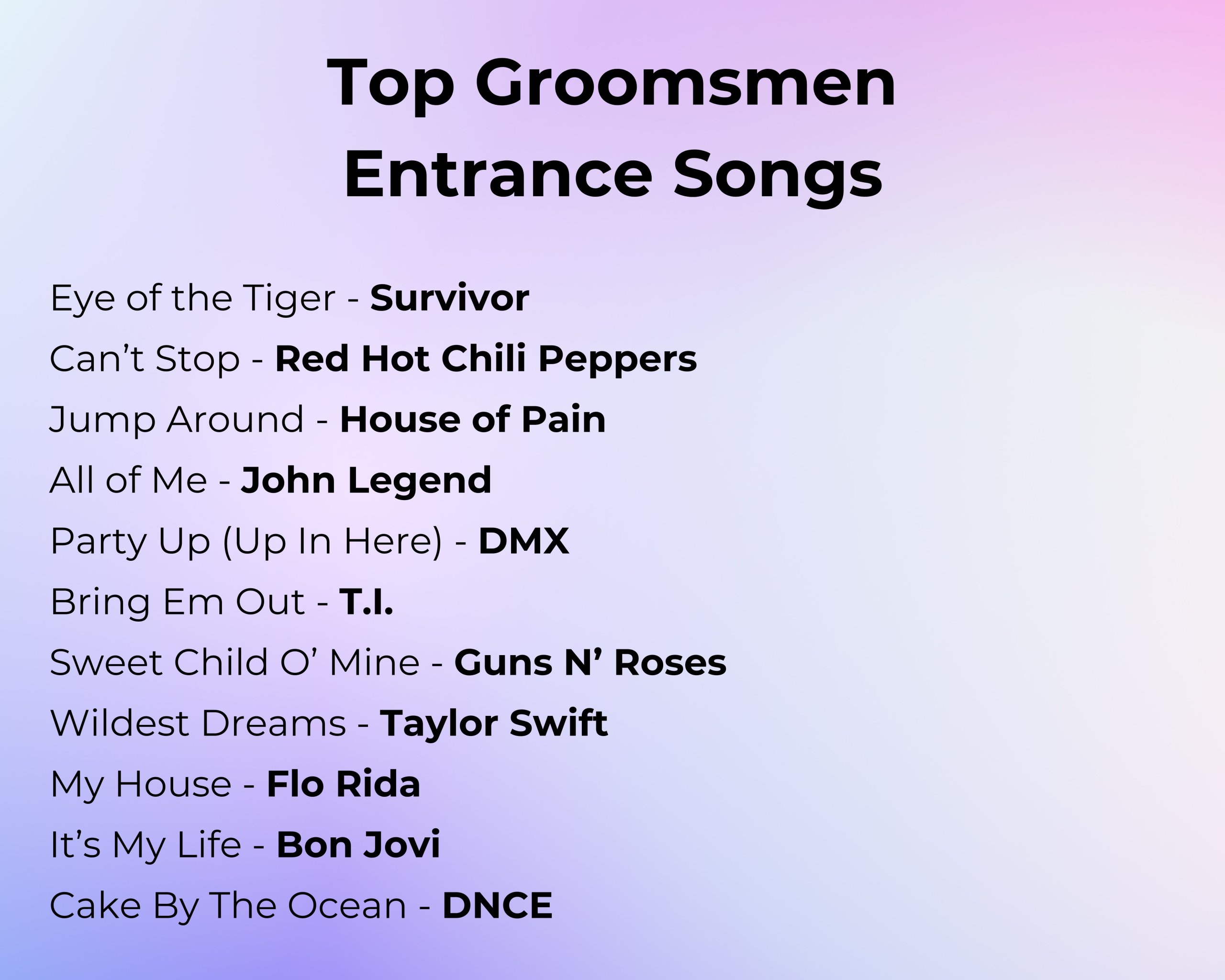 Top Groomsmen Entrance Songs