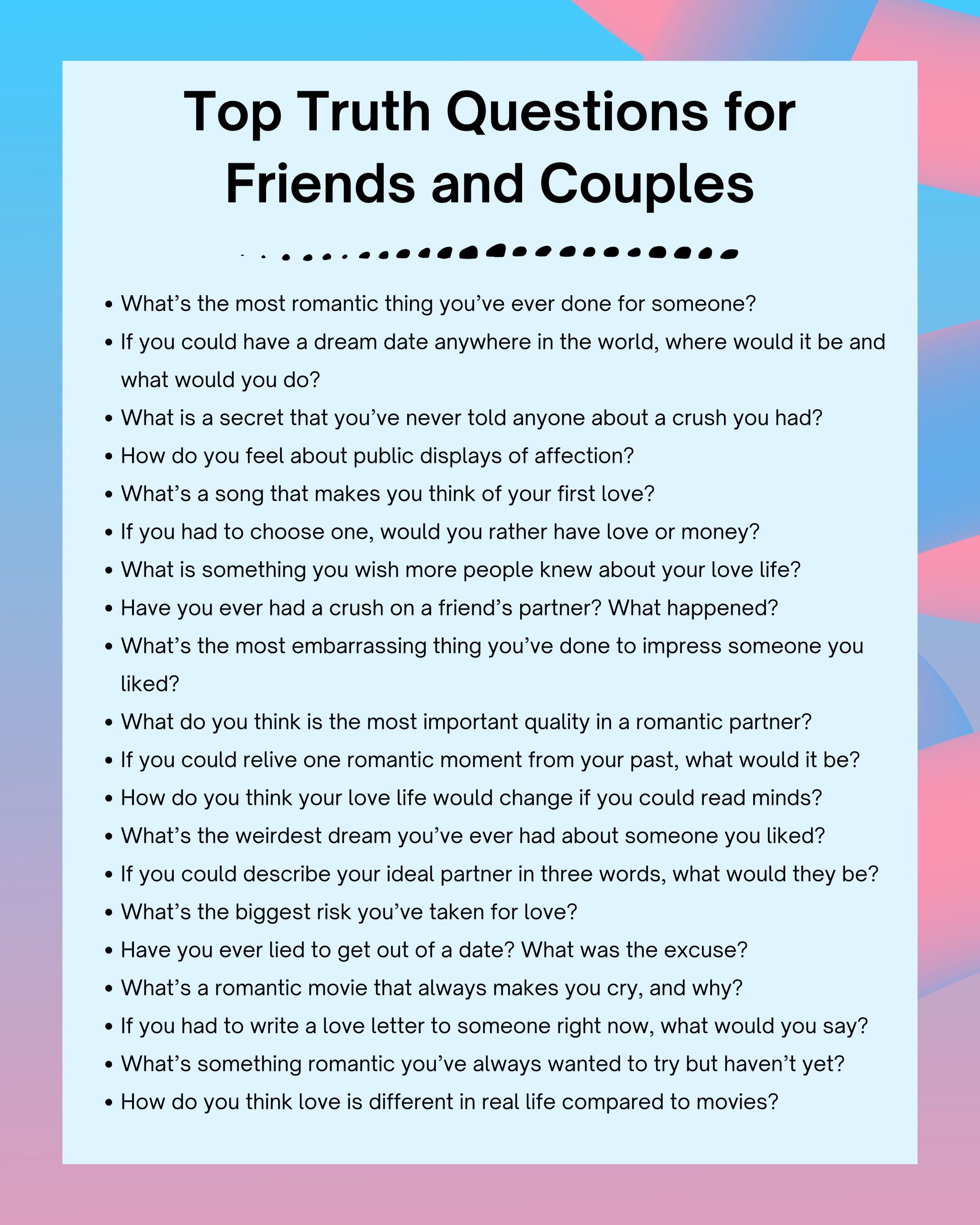 Top Truth Questions for Friends and Couples 